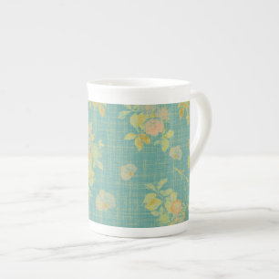 Tasse En Porcelaine Motif floral sarcelle vintage printemps