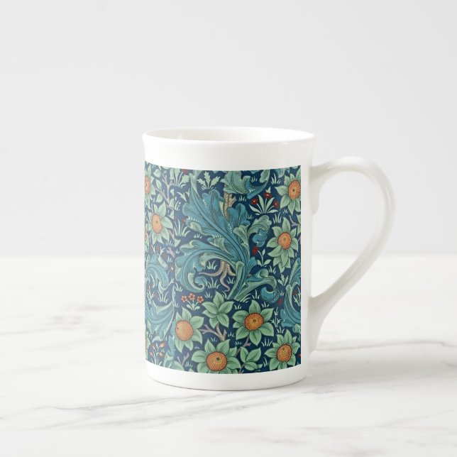 Tasse En Porcelaine Motif floral William Morris Rouge Jaune bleu vert (Droite)