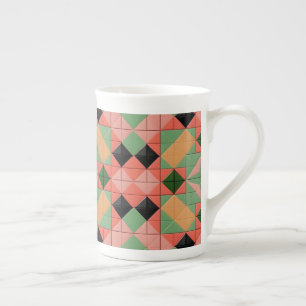 Tasse En Porcelaine Motif Géométrique Coloré Avec Carré Symétrique