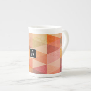Tasse En Porcelaine Motif géométrique Triangle souple   Monogramme