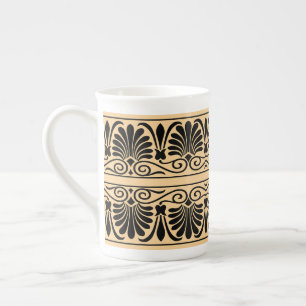Tasse En Porcelaine Motif grec méditerranéen arabesque marron