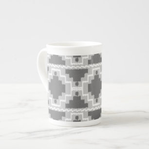 Tasse En Porcelaine Motif Ikat Aztec - gris foncé et clair / gris
