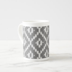 Tasse En Porcelaine Motif Ikat - Gris de charbon et d'argent