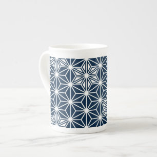 Tasse En Porcelaine Motif japonais Asanoha - bleu indigo et blanc