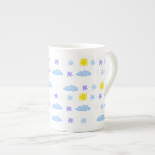Tasse En Porcelaine Motif météorologique étoilé, ensoleillé, nuageux
