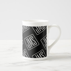 Tasse En Porcelaine Motif monogramme moderne   Noir & Blanc