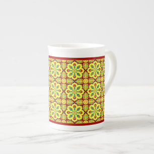 Tasse En Porcelaine Motif oriental rouge jaune ottoman turc Tulip