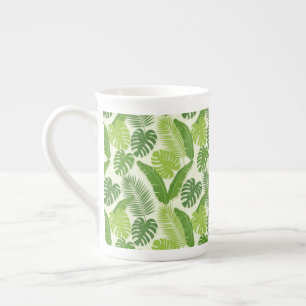 Tasse En Porcelaine Motif sans couture de feuilles tropicales et Monst