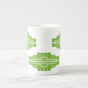 Tasse En Porcelaine Motif Sunburst Art Déco en blanc et chaux