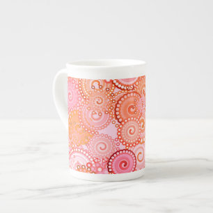Tasse En Porcelaine Motif tourbillon fractal, corail et rose