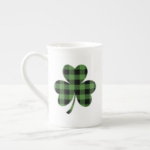 Tasse En Porcelaine Motif Trèfle Shamrock Carreaux Buffalo Vert-61104