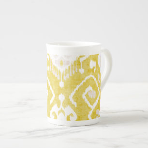 Tasse En Porcelaine Motif tribal chic jaune et gris ikat pastel