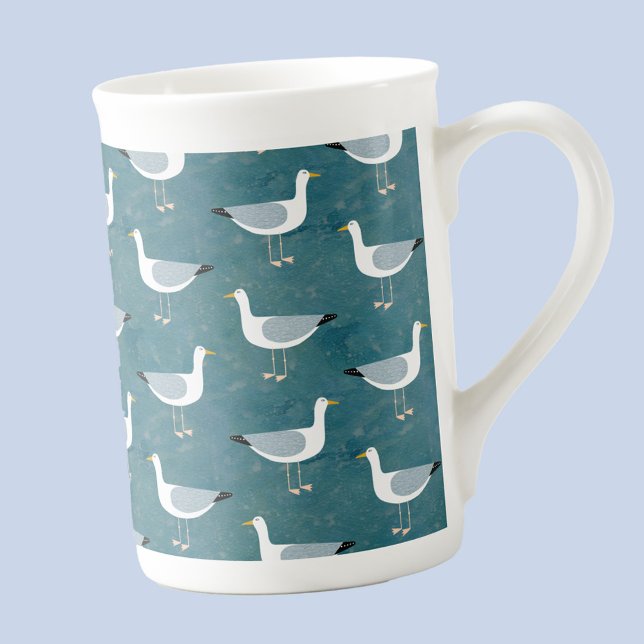 Tasse En Porcelaine Mouettes marines (Seagull nautical bone china mug)