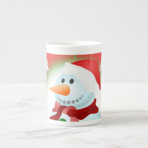 Tasse En Porcelaine Muguet de Noël Bonhomme de neige
