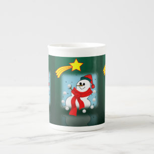 Tasse En Porcelaine Muguet de Noël Bonhomme de neige