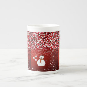 Tasse En Porcelaine Muguet de Noël Bonhomme de neige