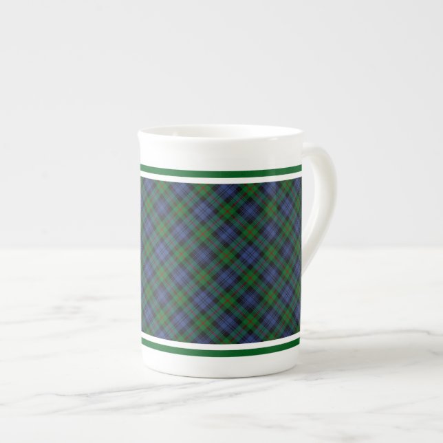 Tasse En Porcelaine Murray Family Tartan Vert et bleu Plaid (Devant droit)