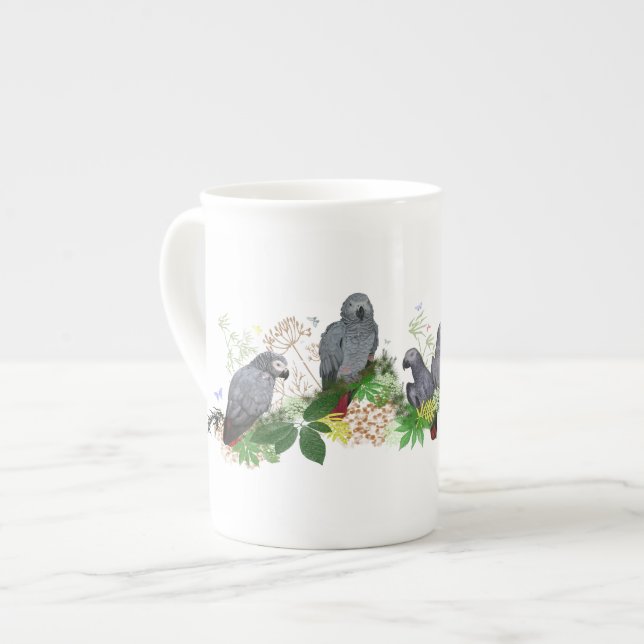 Tasse En Porcelaine Musique du Parti des perroquets gris d'Afrique (Devant gauche)