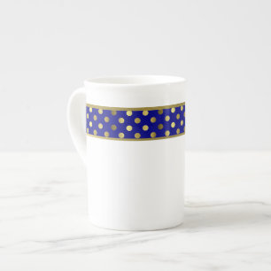 Tasse En Porcelaine Musique moderne Blue and Gold Polka Dot Bone China