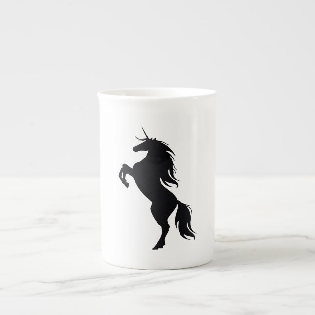 Tasse En Porcelaine Musique Silhouette Unicorne Noire (Devant)