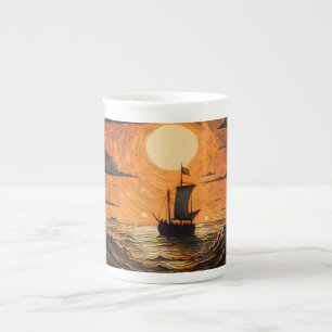 Tasse En Porcelaine Navire naviguant la nuit