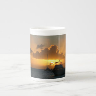 Tasse En Porcelaine Navires et Sunset Tropical Seascape