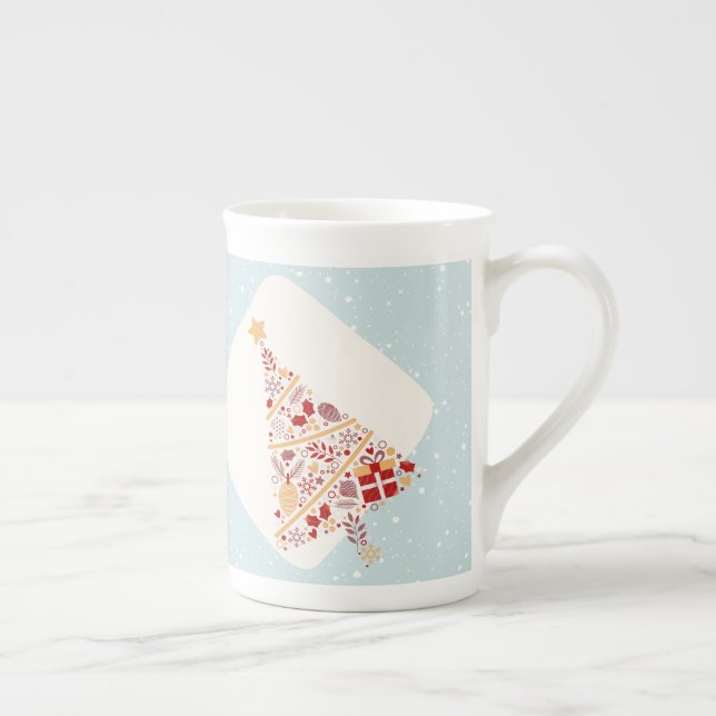 Tasse En Porcelaine Neutre Hiver bleu Vacances Noël (Droite)