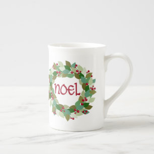 Tasse En Porcelaine Noel Christmas Wreath   Festive