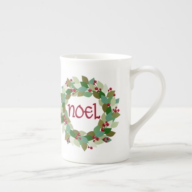 Tasse En Porcelaine Noel Christmas Wreath | Festive (Droite)