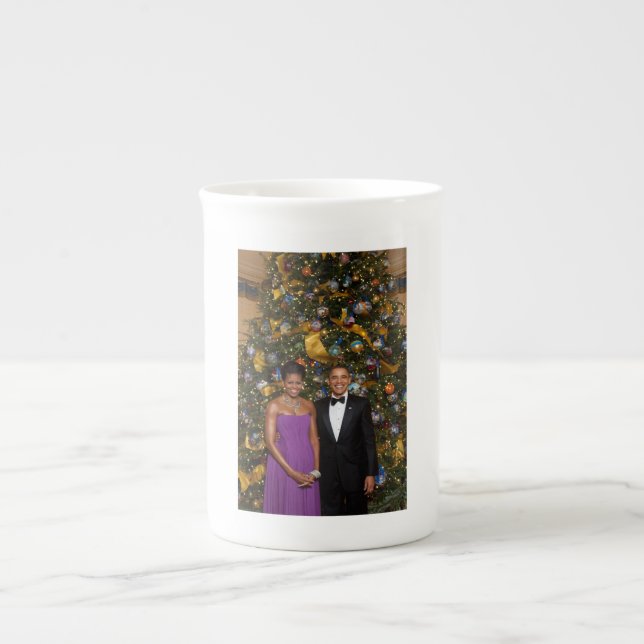 Tasse En Porcelaine Noël du président Barack Obama et de Michelle (Devant)