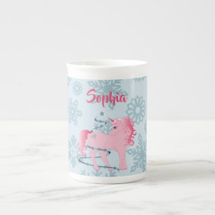 Tasse En Porcelaine Noël Flocon de neige mignonne Unicorn Kid Chocolat