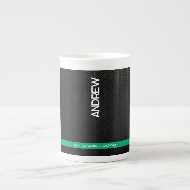 Tasse En Porcelaine Noir moderne personnalisé (Devant)