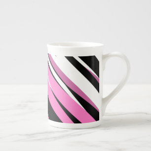 Tasse En Porcelaine Noir rose et blanc Abstrait
