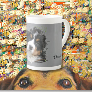 Tasse En Porcelaine nom de l'animal typographie élégante & photo