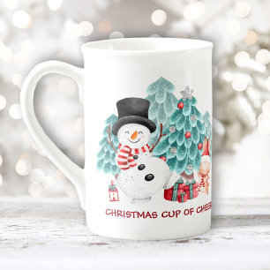 Tasse En Porcelaine Nom de Noël du joyeux bonhomme de neige