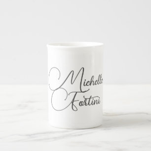 Tasse En Porcelaine Nom d'écriture moderne minimaliste professionnel