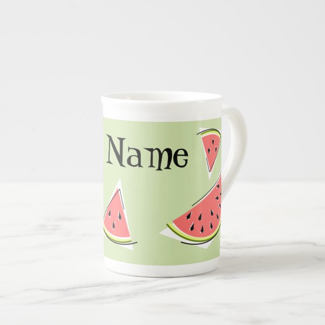 Tasse En Porcelaine Nom des morceaux verts de pastèque (Devant droit)