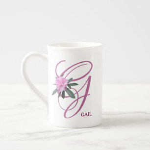 Tasse En Porcelaine Nom Gail personnalisable Fleurs rose monogramme