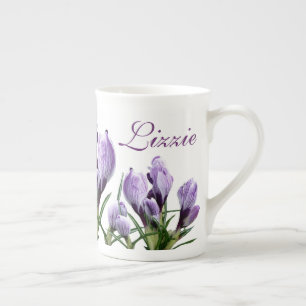 Tasse En Porcelaine Nom personnalisable Lizzie joli mauve floral fun
