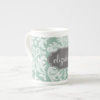 Nom personnalisé du modèle de damas à la menthe et