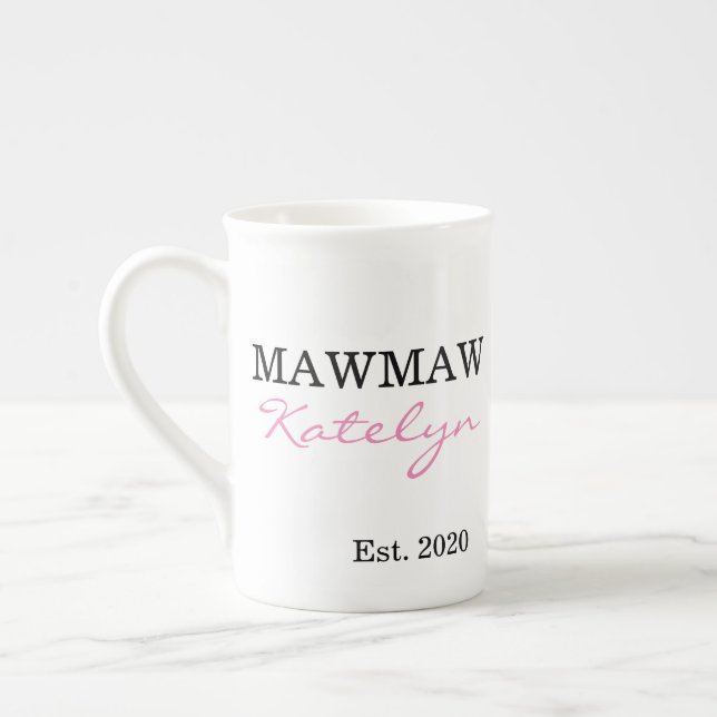 Tasse En Porcelaine Nom personnalisé mignon Mawmaw Année établie (Gauche)