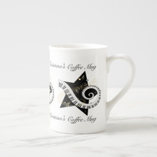 Tasse En Porcelaine Notes d'or de l'étoile musicale personnalisée
