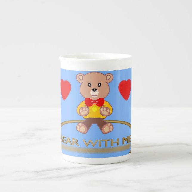 Tasse En Porcelaine Nounours Bleu (Devant)