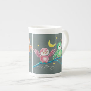 Tasse En Porcelaine Nous Trois Hiboux