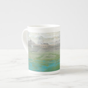 Tasse En Porcelaine Nuages Blancs Surplombant Un Beau Paysage