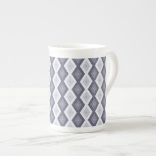 Tasse En Porcelaine Nuances de bleu gris motif diamant
