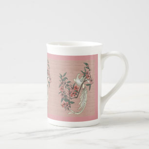 Tasse En Porcelaine Oiseau blanc - Fleurs de cerisiers Peach Bone Chin