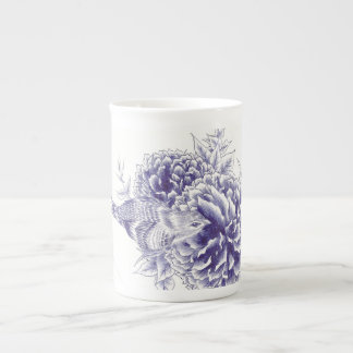 Tasse En Porcelaine Oiseau bleu et pivoine de "peu de curiosité"