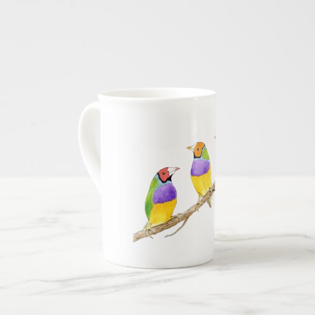 Tasse En Porcelaine Oiseau de pinson de Gouldian (Devant gauche)