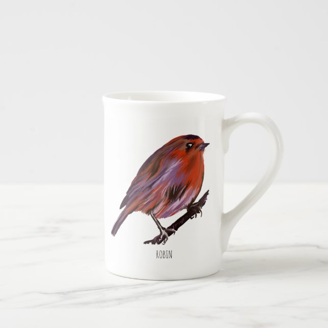 Tasse En Porcelaine Oiseau de Robin (Droite)